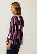 Printed Back Slit Shirt - Purple Brown