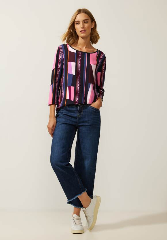 Printed Back Slit Shirt - Purple Brown