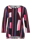 Printed Back Slit Shirt - Purple Brown