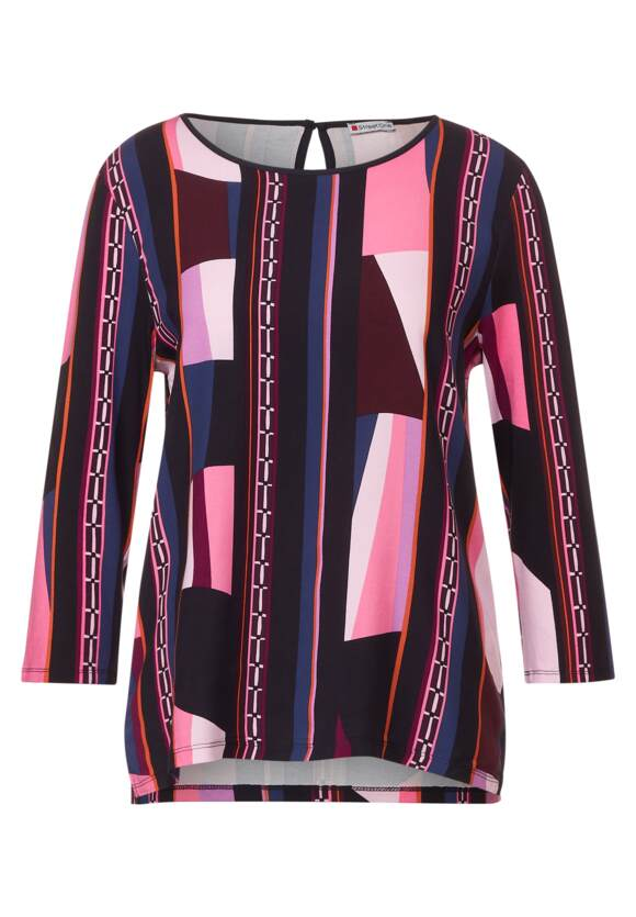 Printed Back Slit Shirt - Purple Brown