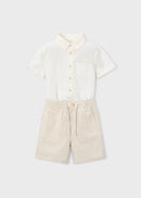 Linen Shirt & Bermuda Short Set - Oat Stripe