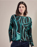 TOS Cosy T-Shirt with Multi AOP - Black Melange