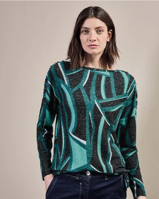 TOS Cosy T-Shirt with Multi AOP - Black Melange