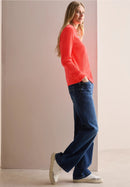 Solid Cord Funnel Neck Jumper - Juicy Orange