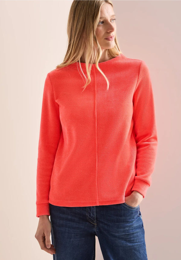 Solid Cord Funnel Neck Jumper - Juicy Orange