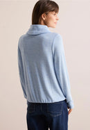 Cosy Melange Big Collar Shirt - Light Blue Melange
