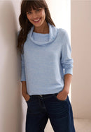 Cosy Melange Big Collar Shirt - Light Blue Melange