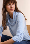 Cosy Melange Big Collar Shirt - Light Blue Melange