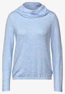 Cosy Melange Big Collar Shirt - Light Blue Melange