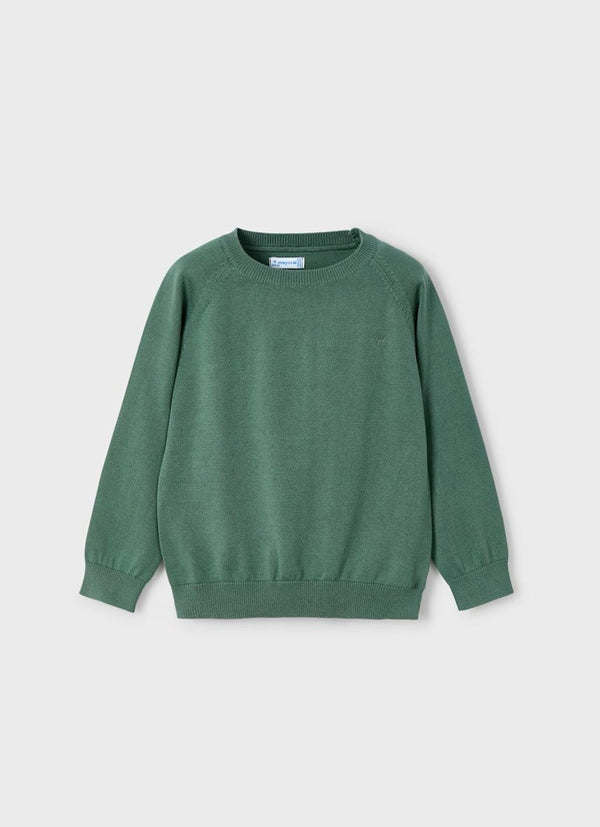 Basic Cotton Round Neck Jumper - Fir
