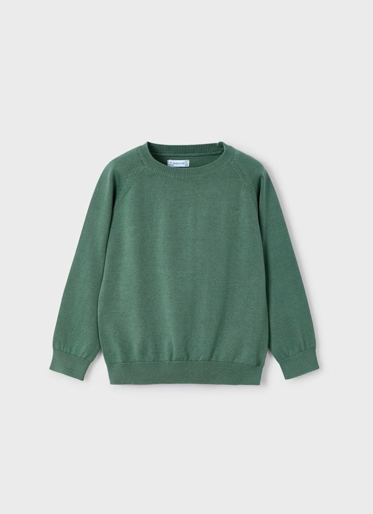 Basic Cotton Round Neck Jumper - Fir