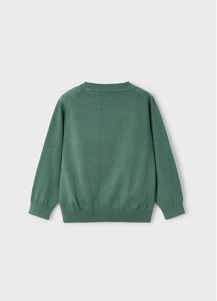 Basic Cotton Round Neck Jumper - Fir