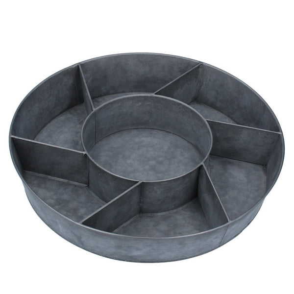 Galvanised Metal Round Compartment Tray