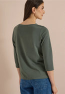 Basic Boatneck Shirt - Dried Olive Green