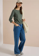 Basic Boatneck Shirt - Dried Olive Green