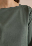 Basic Boatneck Shirt - Dried Olive Green