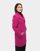 Round Neck Coat - Magenta