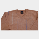 Patterned V-Neck Jumper - Peach