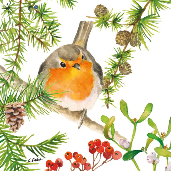 Pack of 20 Napkins - Robin in Tree