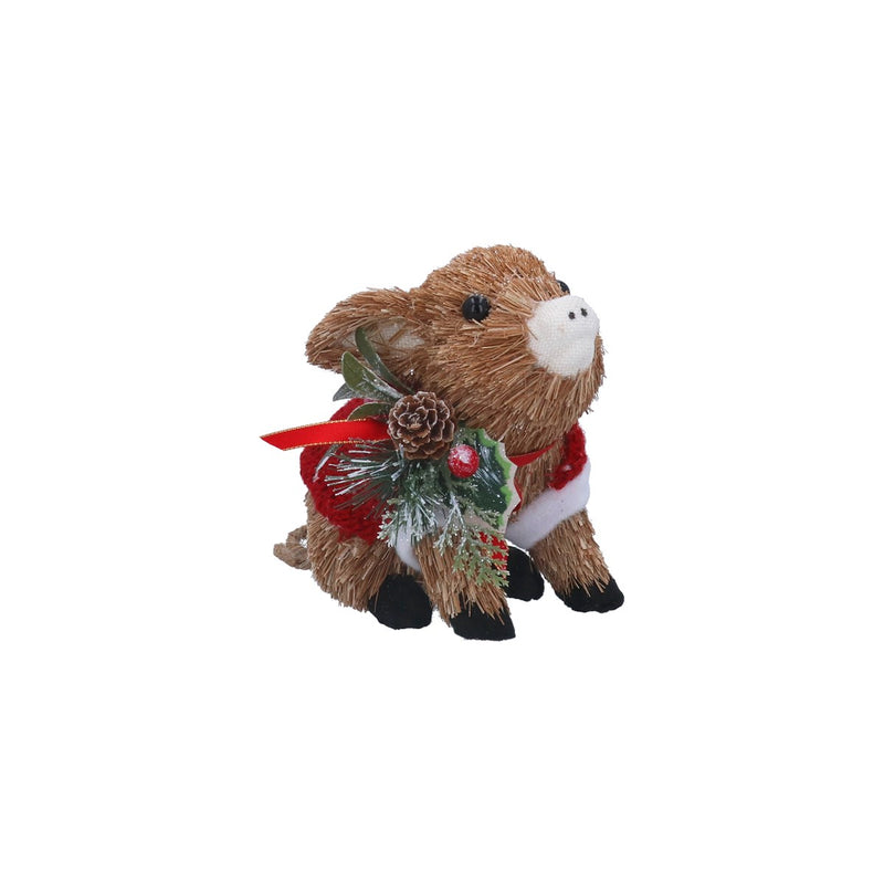 Bristle Pig with Santa Coat & Holly
