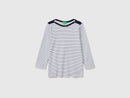 Boatneck Striped T-Shirt - White & Navy