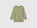 Boatneck Striped T-Shirt - Khaki & Cream