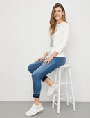 Blue Dimension 3/4 Sleeve Tee - Off White