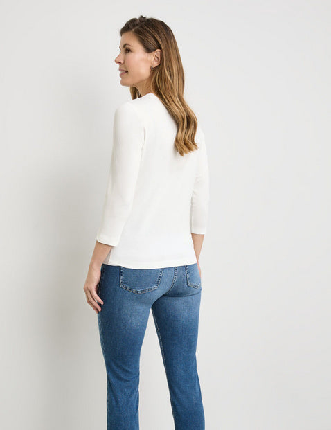 Blue Dimension 3/4 Sleeve Tee - Off White