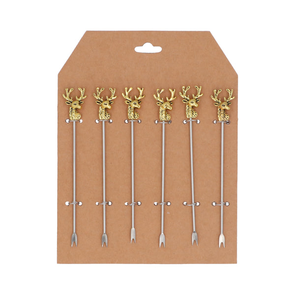 Gold Stag Head Fork Pack of 6