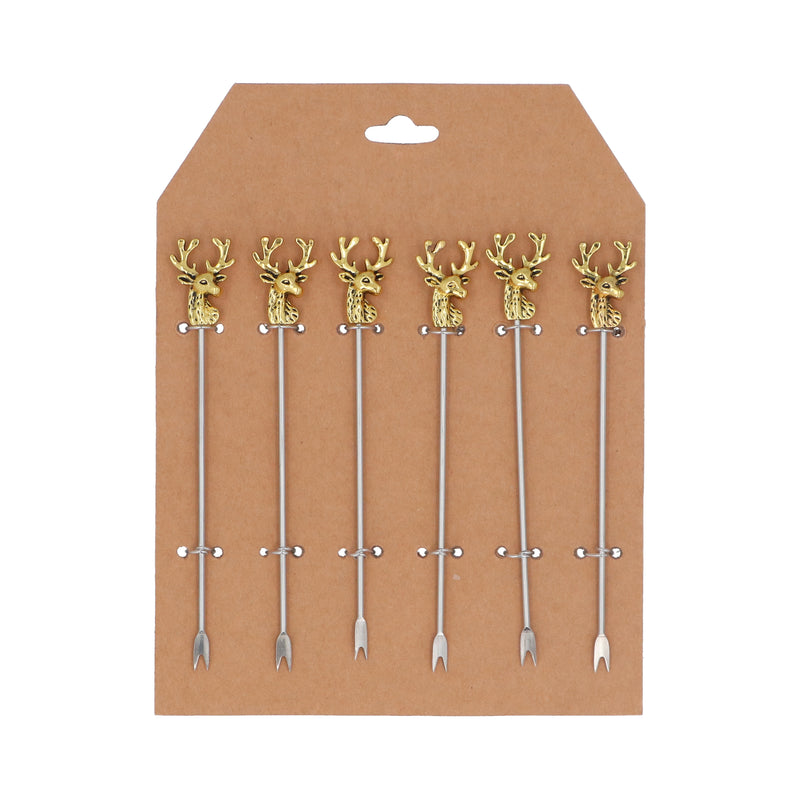 Gold Stag Head Fork Pack of 6