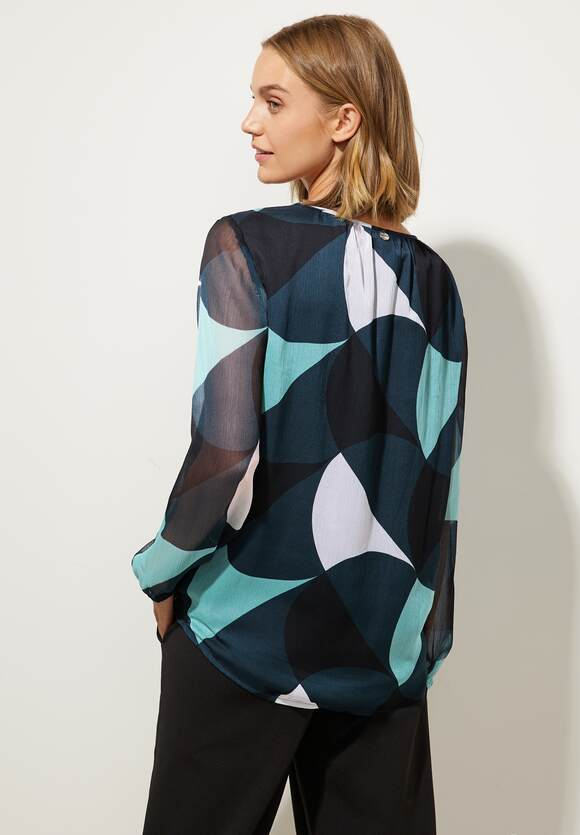 Printed Chiffon Blouse - Cool Vintage Green