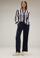 Stripe Satin Collar Blouse - Lucid White