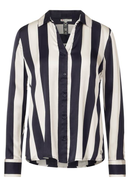 Stripe Satin Collar Blouse - Lucid White