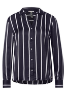 Stripe Satin Collar Blouse - Intense Deep Blue