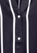 Stripe Satin Collar Blouse - Intense Deep Blue