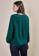 Solid Smock Neckline Blouse - Petrol Green