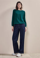 Solid Smock Neckline Blouse - Petrol Green