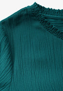 Solid Smock Neckline Blouse - Petrol Green