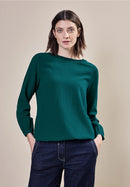 Solid Smock Neckline Blouse - Petrol Green