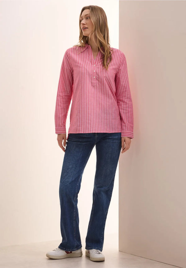 Big Stripe Oxford Blouse - Granita Red