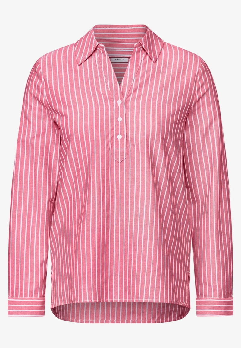 Big Stripe Oxford Blouse - Granita Red