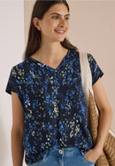 Mixed Material Blouse - Urban Dark Blue