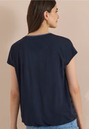 Mixed Material Blouse - Urban Dark Blue