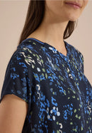 Mixed Material Blouse - Urban Dark Blue