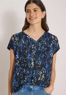 Mixed Material Blouse - Urban Dark Blue