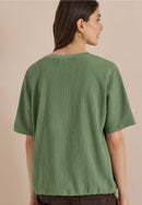 Solid Structured Blouse - Deep Matcha Green
