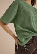Solid Structured Blouse - Deep Matcha Green