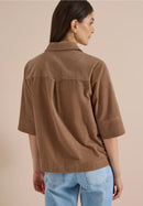 Solid Corduroy Blouse - Creamy Mocha