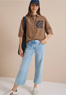 Solid Corduroy Blouse - Creamy Mocha
