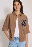 Solid Corduroy Blouse - Creamy Mocha